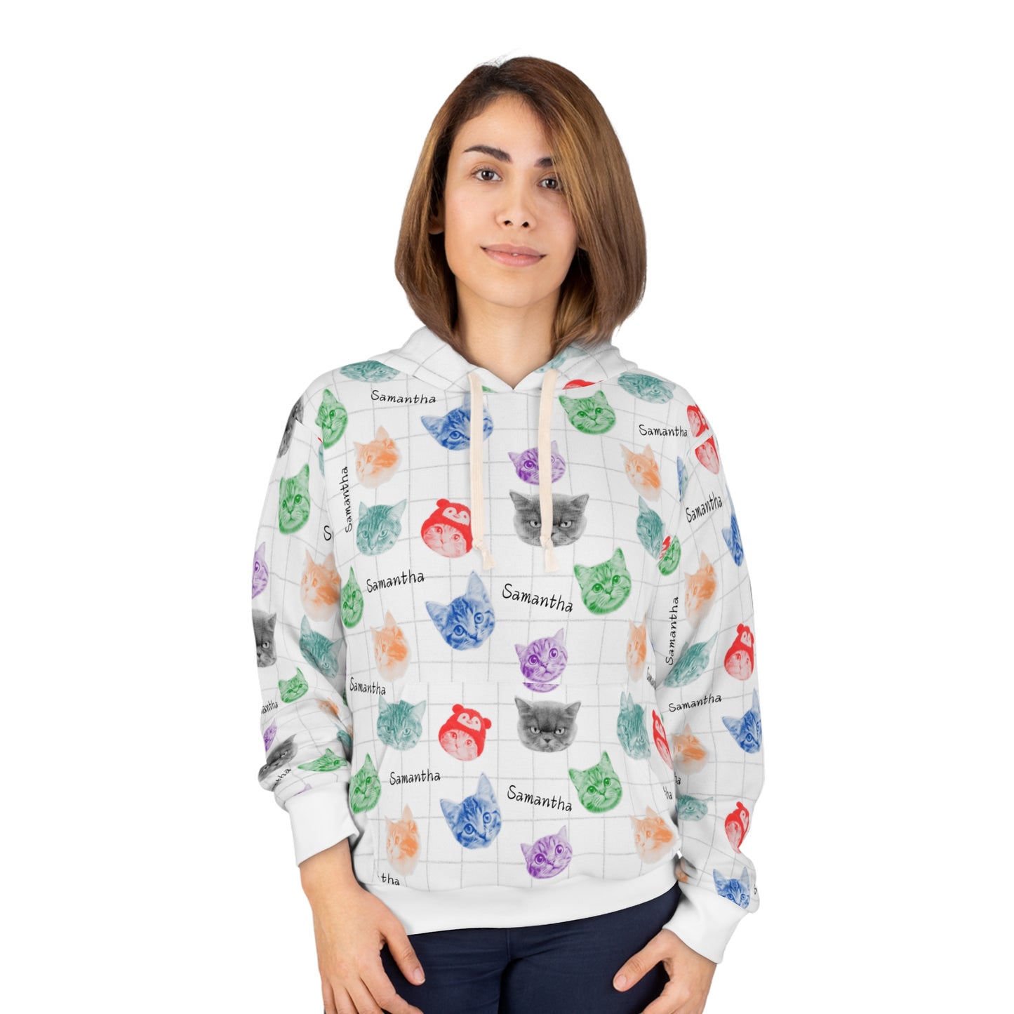 Colorful Retro Scrapbook Cat Lover Hoodie Personalized Sweatshirt