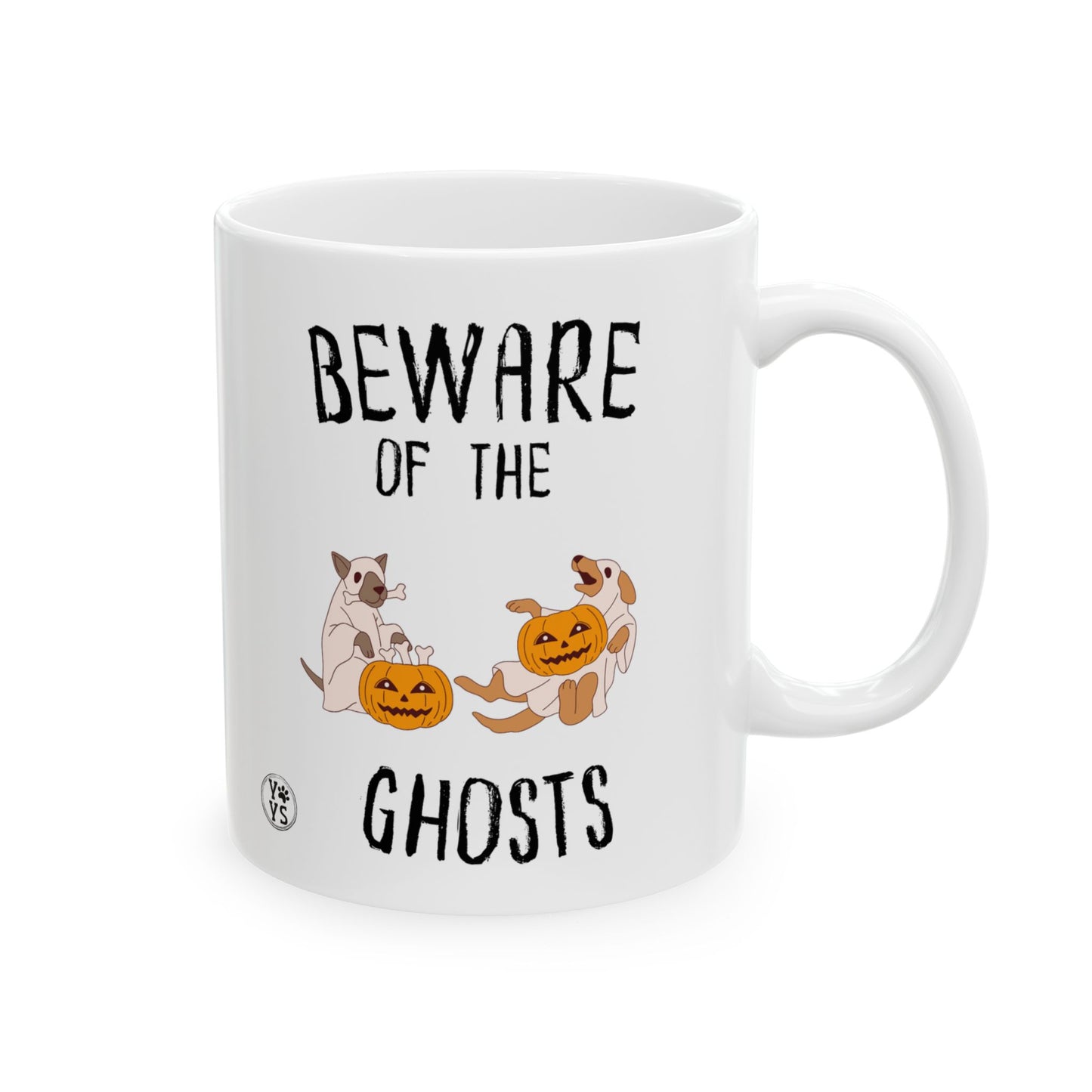 Halloween Ghost Dog Ceramic Coffee Mug, Gift for Dog Lovers, Animal Lovers, Friends, Pet Lovers Cup for Coffee Lovers, Beware of the Ghosts