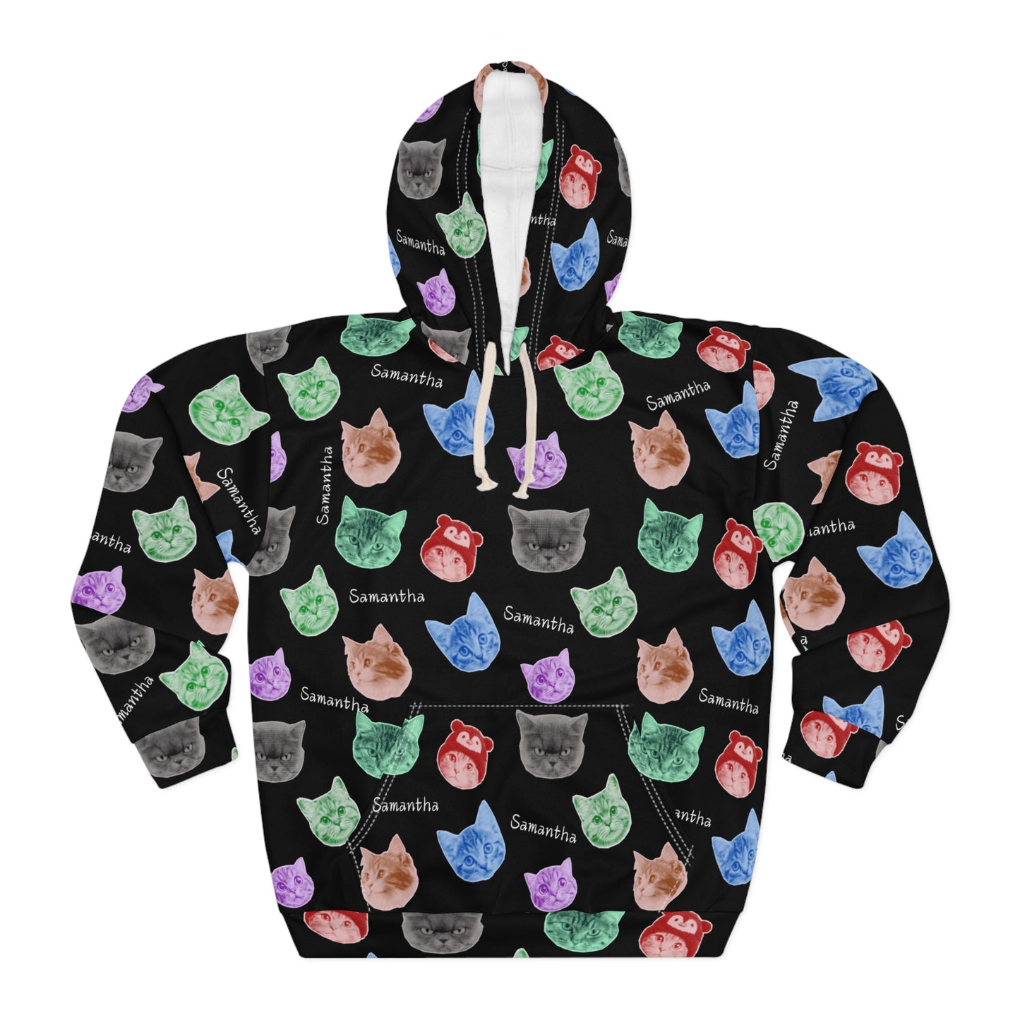 Colorful Black Retro Scrapbook Cat Lover Hoodie Personalized Sweatshirt
