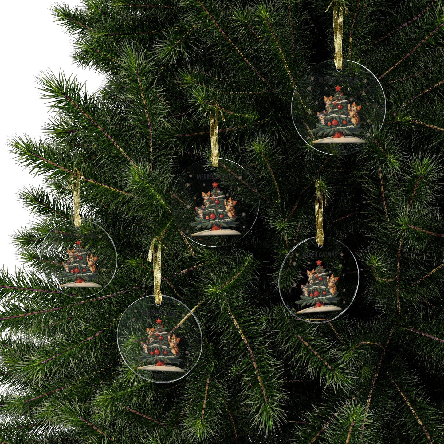 Cat Chritmas Acrylic Ornaments, Christmas Decoration for Cat Lovers, Pet Lovers