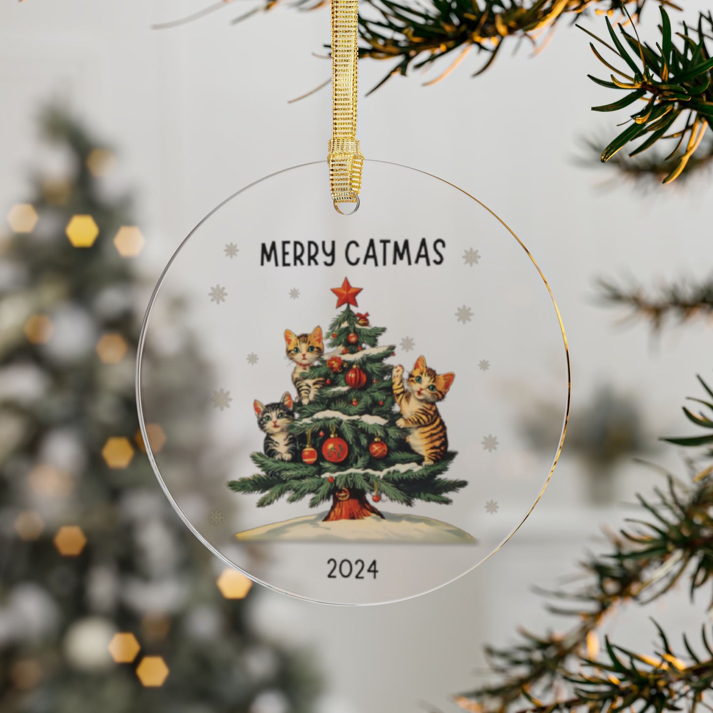 Cat Chritmas Acrylic Ornaments, Christmas Decoration for Cat Lovers, Pet Lovers