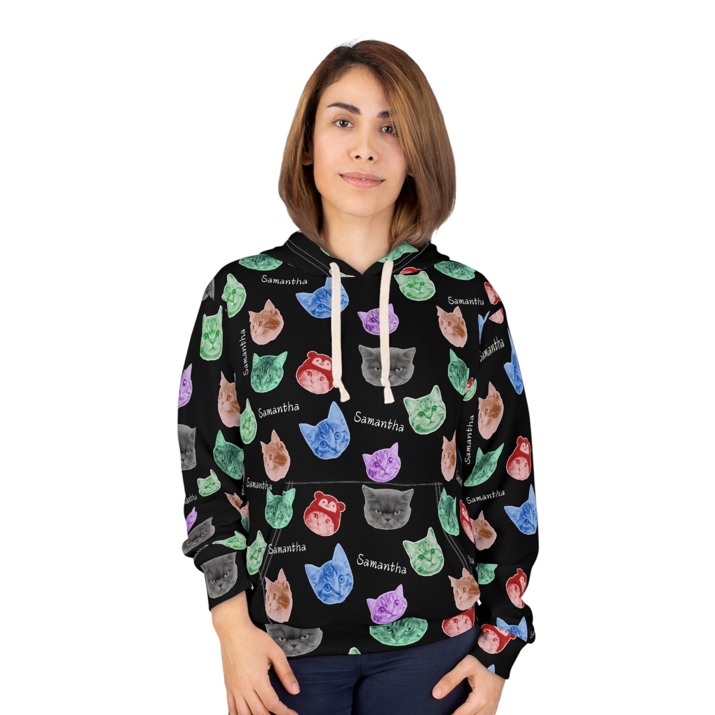 Colorful Black Retro Scrapbook Cat Lover Hoodie Personalized Sweatshirt