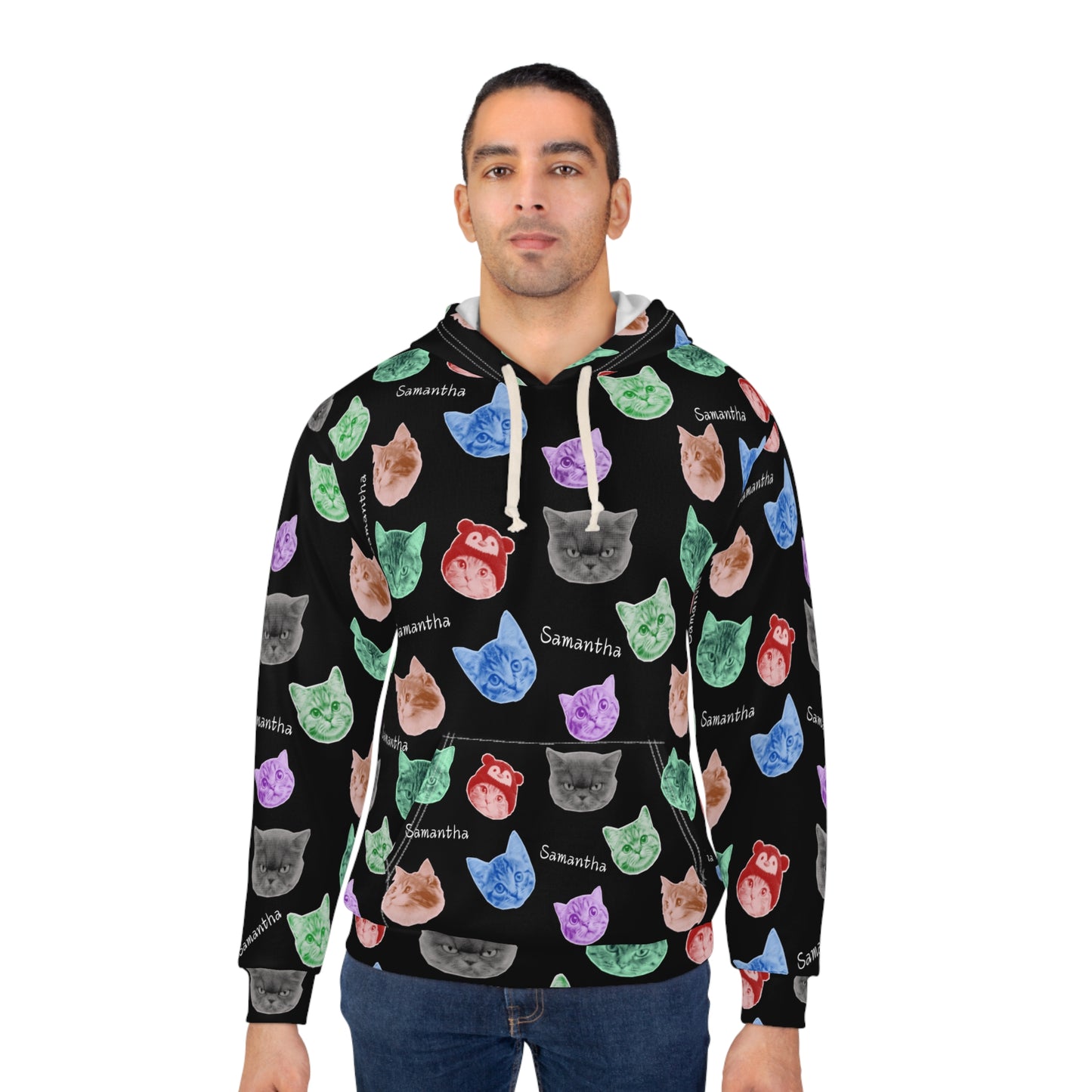 Colorful Black Retro Scrapbook Cat Lover Hoodie Personalized Sweatshirt