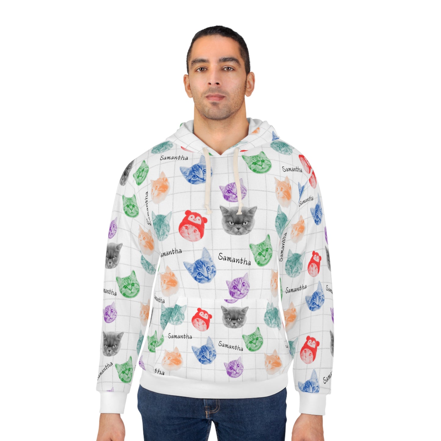 Colorful Retro Scrapbook Cat Lover Hoodie Personalized Sweatshirt