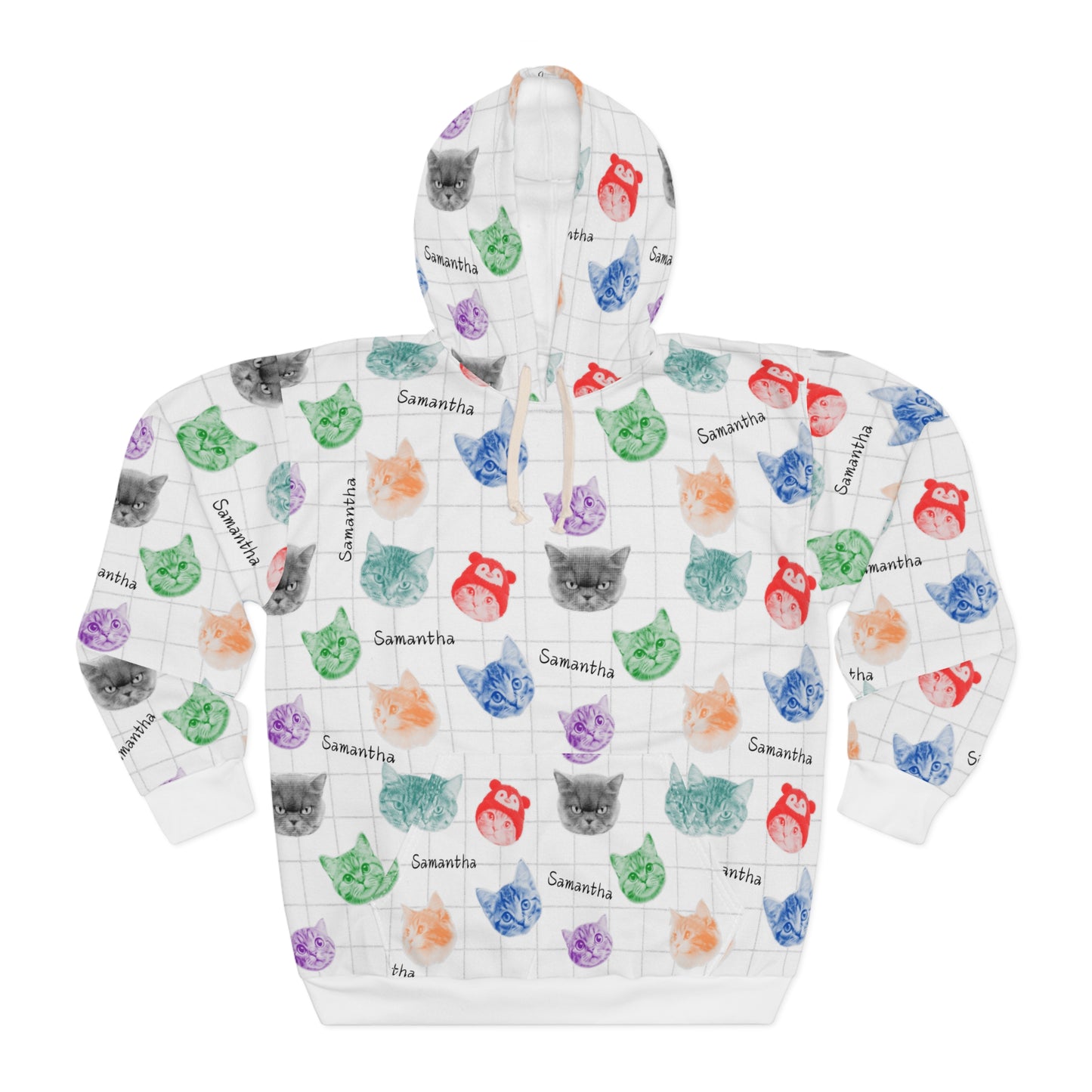 Colorful Retro Scrapbook Cat Lover Hoodie Personalized Sweatshirt
