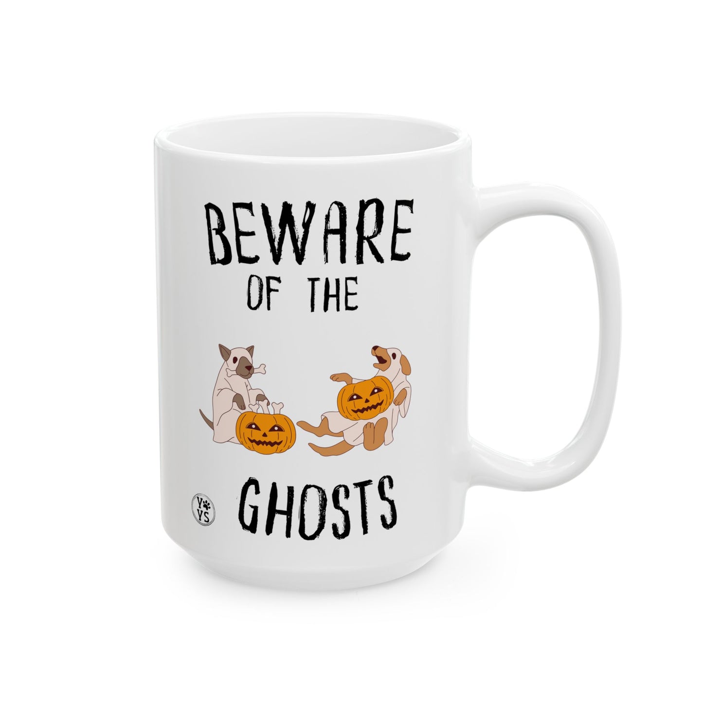 Halloween Ghost Dog Ceramic Coffee Mug, Gift for Dog Lovers, Animal Lovers, Friends, Pet Lovers Cup for Coffee Lovers, Beware of the Ghosts