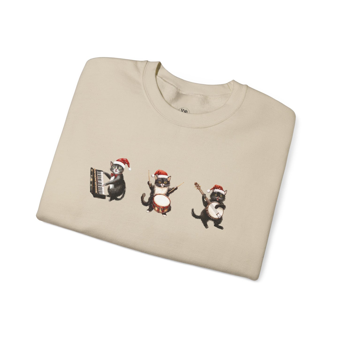 Christmas Cat Music Instruments Sweatshirt, Christmas Gift For Cat Lovers, Music Lovers, Cat Owners Clothes, Winter Cat Clothes