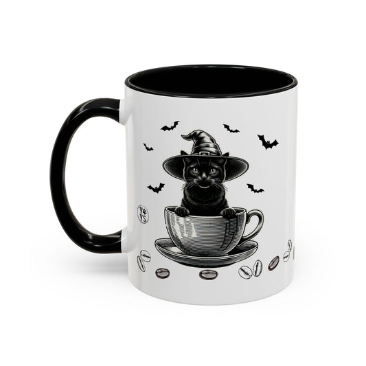 Halloween Black Cat Coffee Mug, Gift for Cat Lovers, Cat Owners, Spooky Gothic Cat Gift for Friends and Coffe Lovers, Pet Lovers