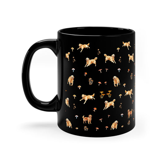 Labrador Mushroom Vintage Black Coffe Mug