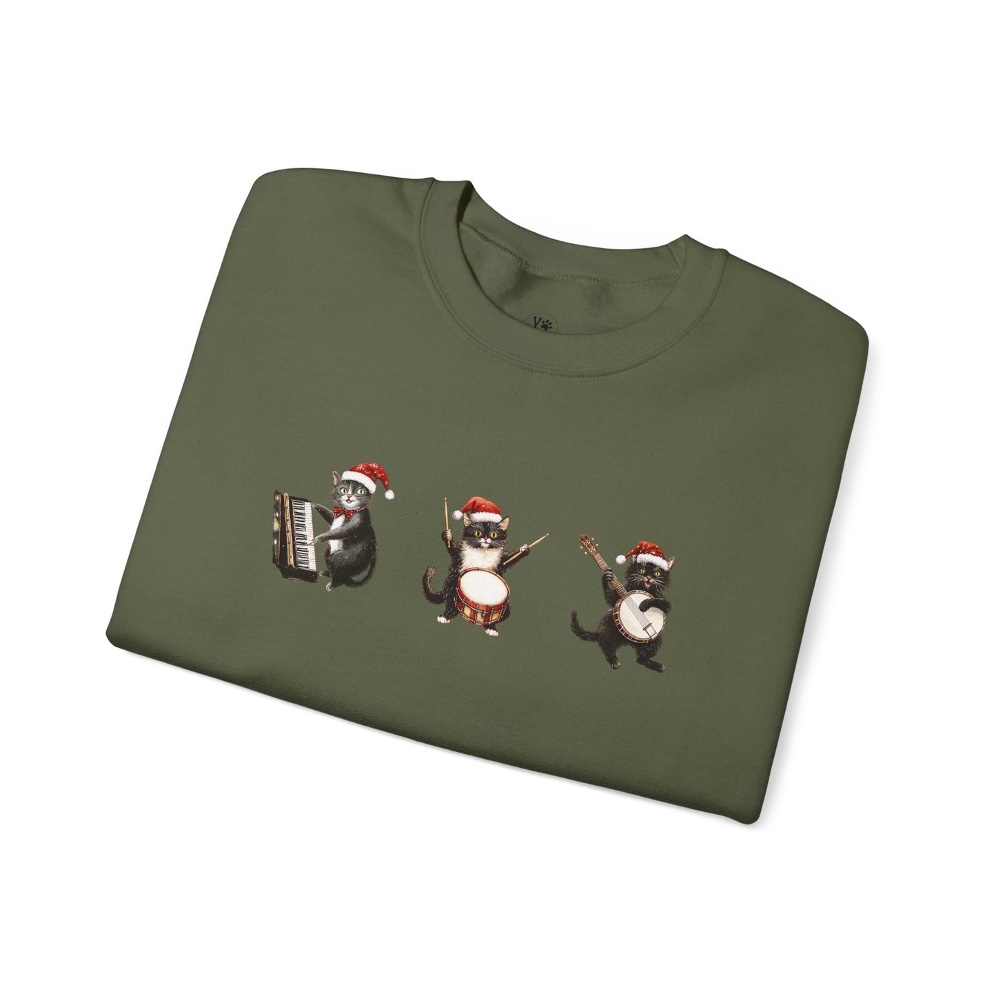 Christmas Cat Music Instruments Sweatshirt, Christmas Gift For Cat Lovers, Music Lovers, Cat Owners Clothes, Winter Cat Clothes