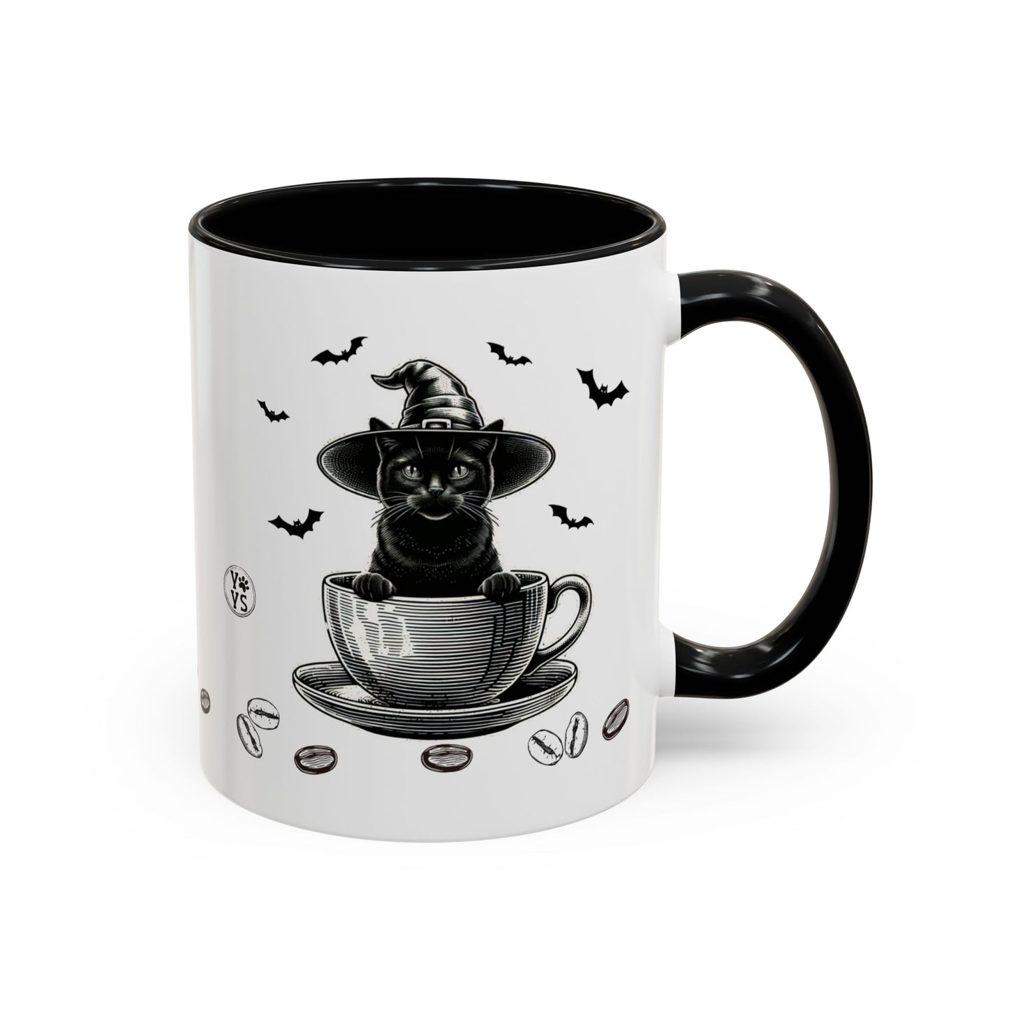 Halloween Black Cat Coffee Mug, Gift for Cat Lovers, Cat Owners, Spooky Gothic Cat Gift for Friends and Coffe Lovers, Pet Lovers
